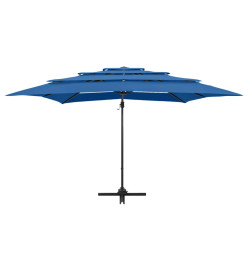 Parasol à 4 niveaux avec mât en aluminium Bleu azuré 250x250 cm