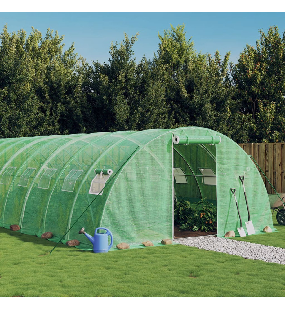 Serre avec cadre en acier vert 32 m² 8x4x2 m