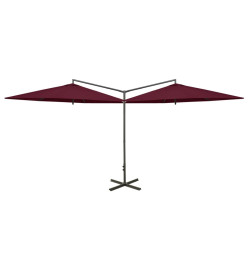 Parasol double avec mât en acier Rouge bordeaux 600 cm