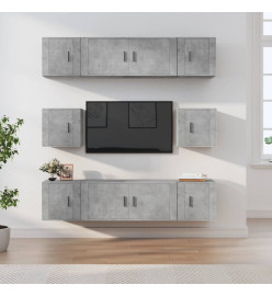 Ensemble de meubles TV 8 pcs Gris béton Bois d'ingénierie