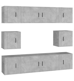 Ensemble de meubles TV 8 pcs Gris béton Bois d'ingénierie