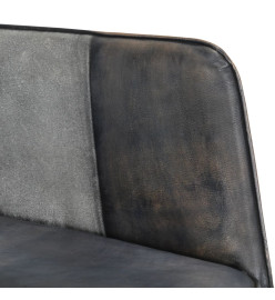 Chaise à bascule Gris Cuir véritable et toile