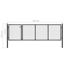 Portillon Acier 350x75 cm Anthracite