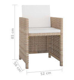 Salon de jardin 5 pcs avec coussins Résine tressée Beige