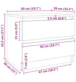 Table de chevet Chêne fumé 50x39x43,5 cm Bois d'ingénierie