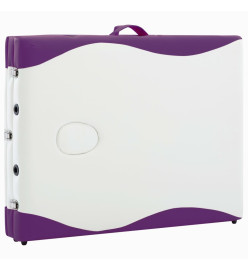 Table de massage pliable 3 zones Aluminium Blanc et violet