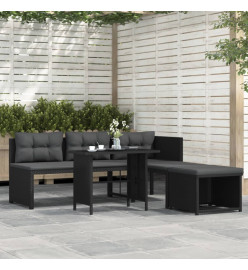 Salon de jardin 4 pcs Résine tressée Noir