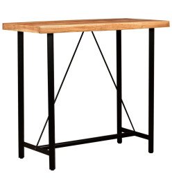 Ensemble de bar 5 pcs Bois solide et cuir véritable