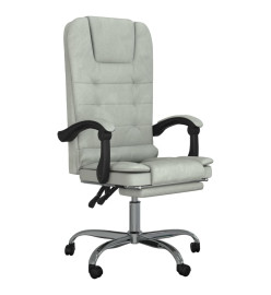 Fauteuil de massage inclinable de bureau Gris clair Velours