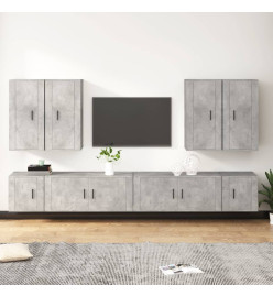 Ensemble de meubles TV 8 pcs Gris béton Bois d'ingénierie