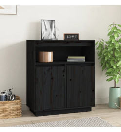 Buffet Noir 70x34x80 cm Bois massif de pin