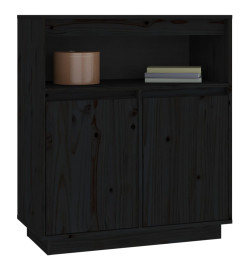 Buffet Noir 70x34x80 cm Bois massif de pin