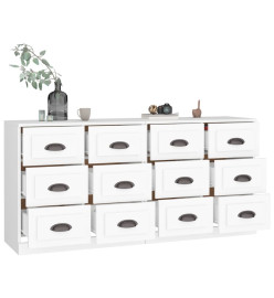 Buffets 2 pcs blanc bois d'ingénierie