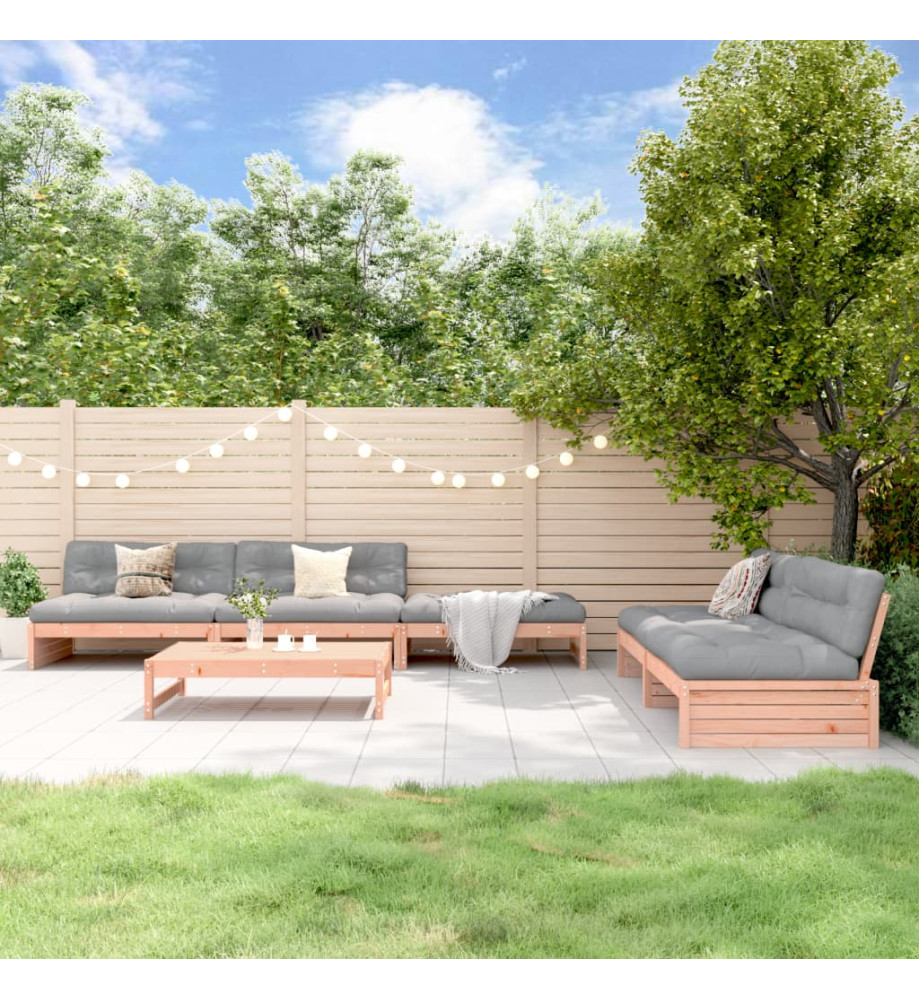 Salon de jardin 6 pcs avec coussins bois massif Douglas