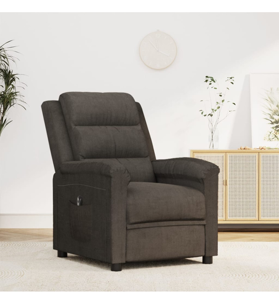 Fauteuil inclinable électrique Gris foncé Velours