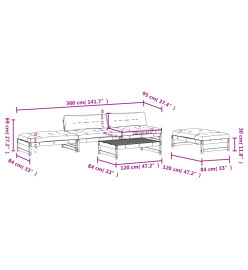 Salon de jardin 5 pcs avec coussins bois massif douglas