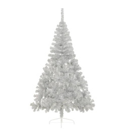 Demi sapin de Noël artificiel avec support Argenté 180 cm PVC