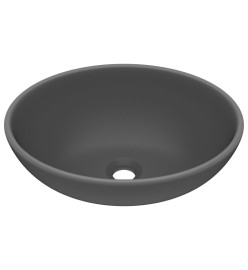 Lavabo ovale de luxe Gris foncé mat 40x33 cm Céramique