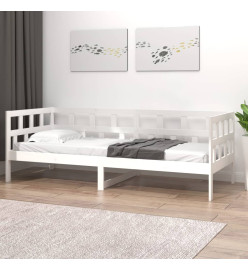 Lit de jour blanc bois de pin massif 90x200 cm