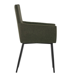 Chaises à manger avec accoudoirs lot de 2 marron tissu