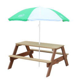 Axi House Table Picnic Nick Brun avec Parasol Vert Blanc