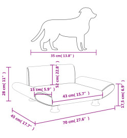 Lit pour chien gris foncé 70x45x28 cm tissu