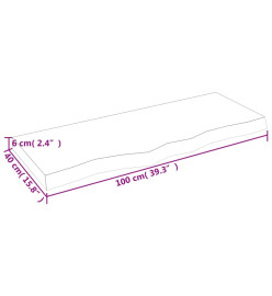 Comptoir de salle de bain 100x40x6 cm bois massif non traité