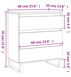 Buffet Blanc 60x35x70 cm Bois d'ingénierie