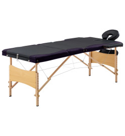 Table de massage pliable 3 zones Bois Noir et violet