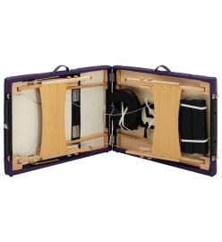 Table de massage pliable 3 zones Bois Noir et violet