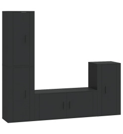 Ensemble de meubles TV 4 pcs Noir Bois d'ingénierie