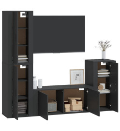 Ensemble de meubles TV 4 pcs Noir Bois d'ingénierie