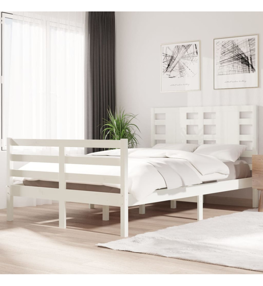 Cadre de lit Blanc Bois de pin massif 120x200 cm Cadre de lit Blanc Bois de pin massif 120x200 cm
