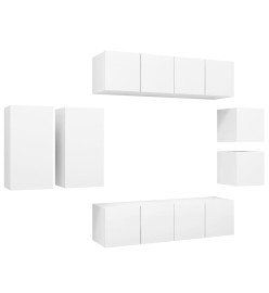 Ensemble de meuble TV 8 pcs Blanc Aggloméré