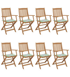 Chaises pliables de jardin 8 pcs avec coussins Bois d'acacia