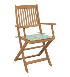 Chaises pliables de jardin 8 pcs avec coussins Bois d'acacia