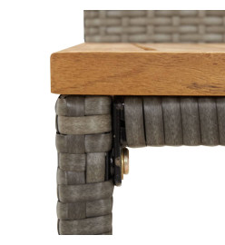 Ensemble de bar jardin 5 pcs gris poly rotin/bois massif acacia