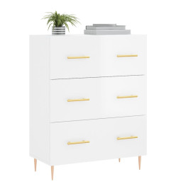 Buffet Blanc brillant 69,5x34x90 cm Bois d'ingénierie