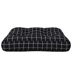 Coussin de palette motif à carreaux noir 58x58x10 cm