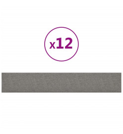 Panneaux muraux 12 pcs Gris clair 90x15 cm Tissu 1,62 m²