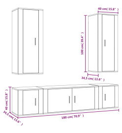 Ensemble de meubles TV 5 pcs Chêne fumé Bois d'ingénierie