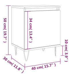 Table de chevet chêne marron 40x30x50 cm bois d'ingénierie