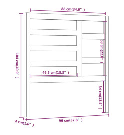 Tête de lit Blanc 96x4x104 cm Bois massif de pin