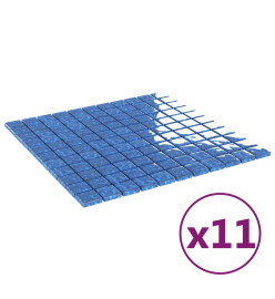 Carreaux mosaïque 11 pcs Bleu 30x30 cm Verre