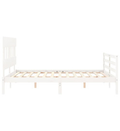 Cadre de lit avec tête de lit blanc King Size bois massif