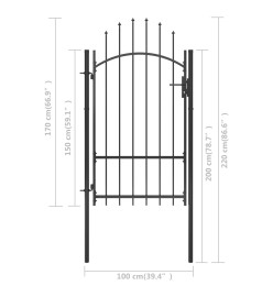 Portail de jardin Acier 1x2,2 m Noir