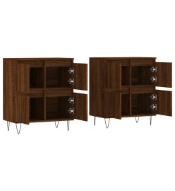 Buffets 2 pcs chêne marron bois d'ingénierie