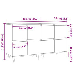 Buffets 2 pcs chêne marron bois d'ingénierie