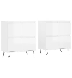 Buffets 2 pcs blanc brillant bois d'ingénierie