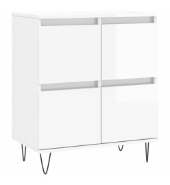 Buffets 2 pcs blanc brillant bois d'ingénierie